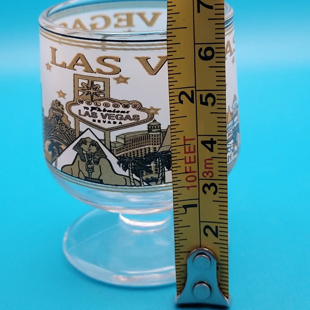 Las Vegas Collectible‎ Souvenir Shot Glass Landmark Buildings Frosted Gold Black
